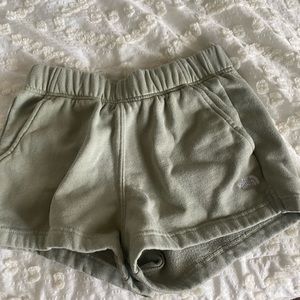 north face green sweat shorts